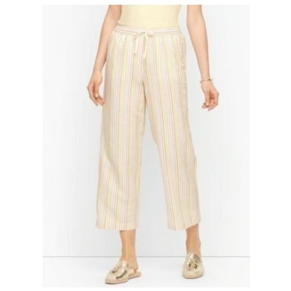 New NWT Talbots Plus Size Striped Linen Blend Wide Leg Casual Comfy Pants‎ 1X
